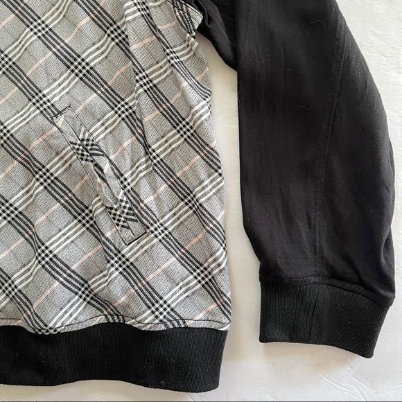 Torrid Black White & Pink Plaid Twill‎ Bomber Jacket - Picture 7 of 13
